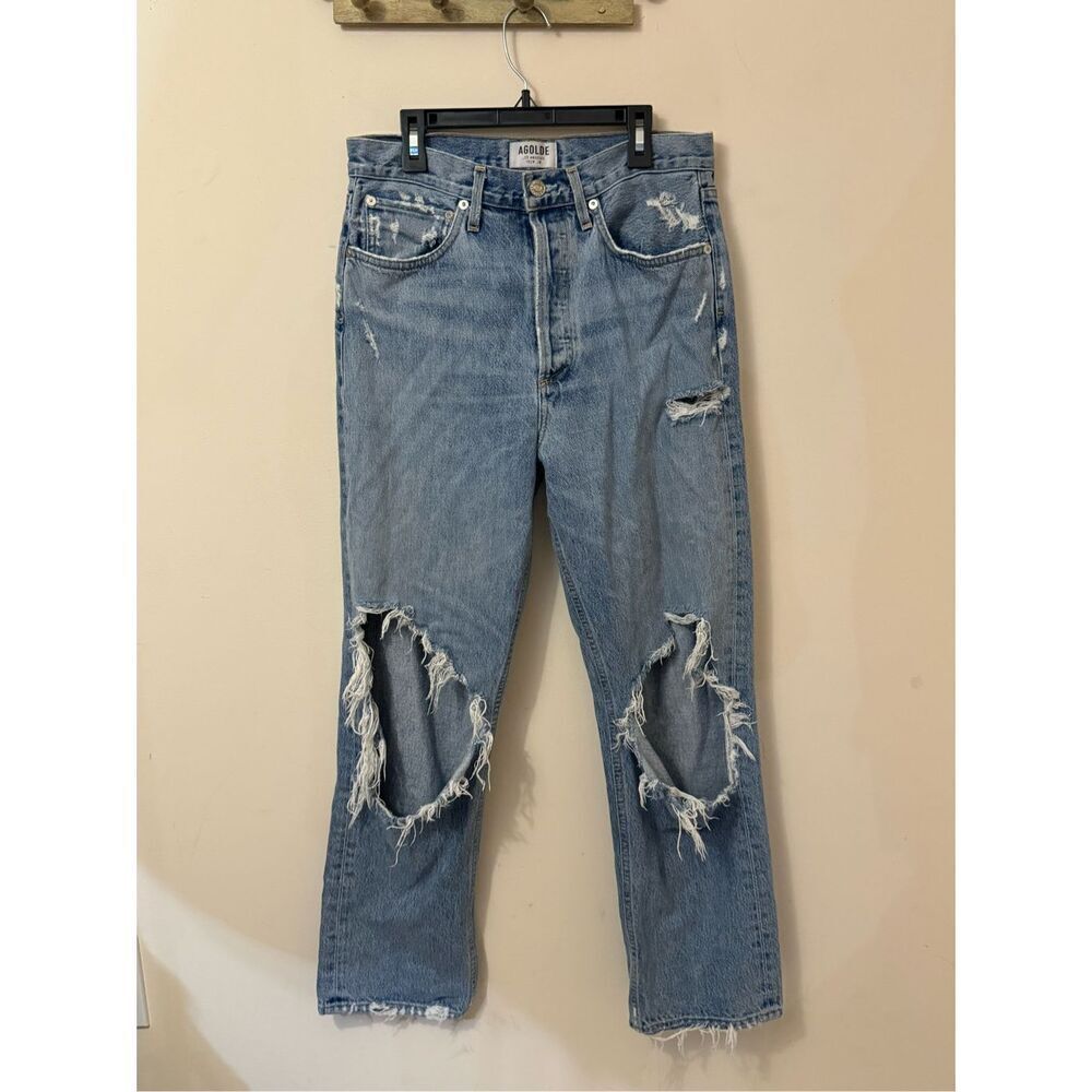 Agolde Jeans Women’s Distressed 90's Pinch Waist High Rise Button Fly Denim 27